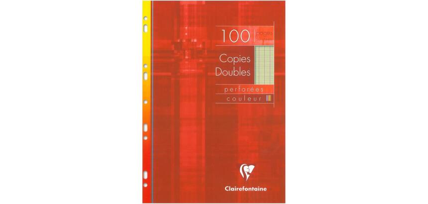Copies doubles de couleur sous étui A4 100 pages perforées grands carreaux