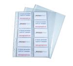 Sachet de 10 pochettes perforées pour cartes de visite 10 emplacements - polypropylène lisse 11/100e - A4 - Cristal