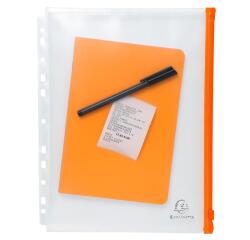 Cierre con Zip Fundas bolsas zip A4 con taladros - Exactive ® 22x27 cm 15/100e Polipopileno reciclado - Translúcido cristal