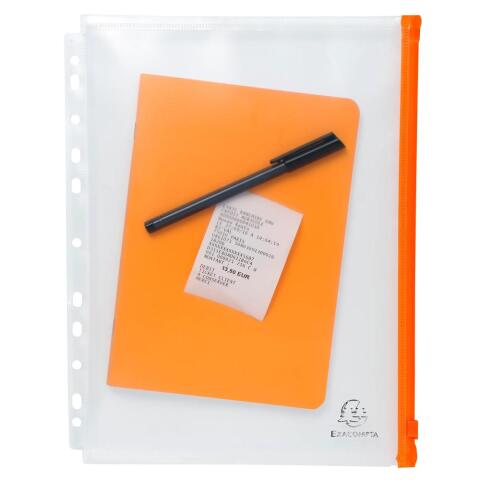 Cierre con Zip Fundas bolsas zip A4 con taladros - Exactive ® 22x27 cm 15/100e Polipopileno reciclado - Translúcido cristal