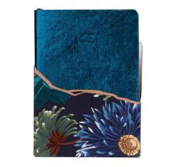 K3 blue, Heft A6 mit Ledereinband, 72 Blatt liniert - Blau