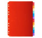 Intercalaires PP transparent couleurs avec porte étiquette A4 12 positions - Couleurs assorties
