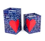 Le Mur des Je t'aime, Set de 2 pots à crayons magnétiques moyen 6x6x11 cm et petit 6x6x8 cm