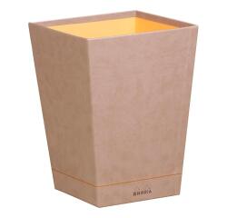 Rhodiarama corbeille à papier simili cuir italien 27x27x32 cm - Taupe