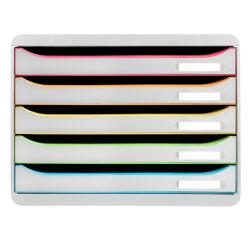 Módulo individual BIG-BOX PLUS HORIZON, 5 cajones, STOP de seguridad, porta-etiquetas - 270x355x271 mm - Black Office