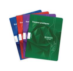 Cahier Travaux Pratiques piqué 7000 17x22 cm 96 pages grands carreaux 70 g + uni 90 g - Assortis