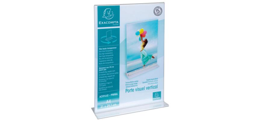 Porte-visuel droit vertical A4 - Cristal