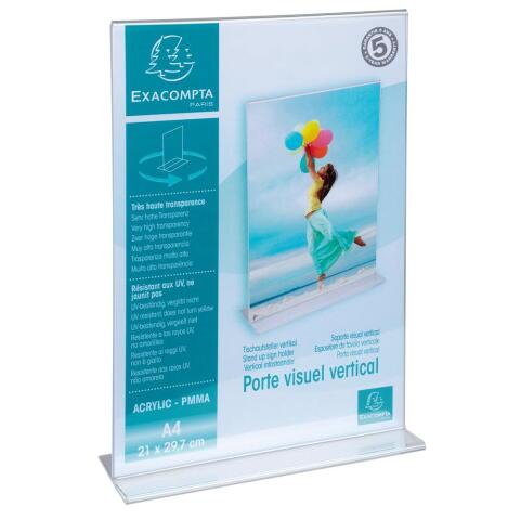 Soporte folletos - Vertical - A4 - 210x60x302 mm - Cristal