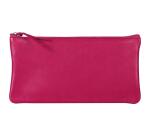 CUIR TEINTÉ Trousse plate 22x11 cm Framboise