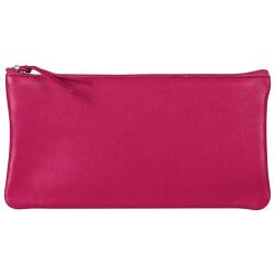 CUIR TEINTÉ Trousse plate 22x11 cm Framboise