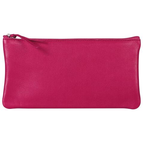 CUIR TEINTÉ Trousse plate 22x11 cm Framboise