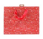 Premium sac shopping rouge & blanc 32x13x24,5 cm - Rouge