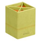 Rhodiarama pot à crayons simili cuir italien 8x8x11 cm - Anis