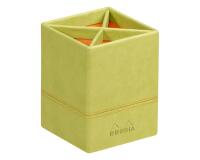 Rhodiarama pot à crayons simili cuir italien 8x8x11 cm - Anis