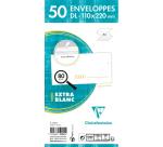 Paquet de 50 Enveloppes Blanches DL-110x220 mm - Précasées - Auto-Adhésives - 80g/m2 - Blanc