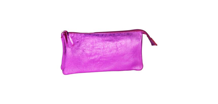 CUIRISÉ Grande Pochette 2 compartiments 22x11 cm - Framboise