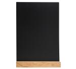Support visuel vertical ardoise avec socle bois A4 - Noir