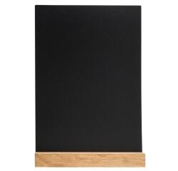 Slate menu holder on wooden base A4 - Black