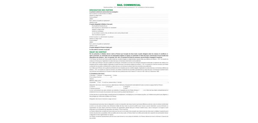 Dossier location commerciale - Vert