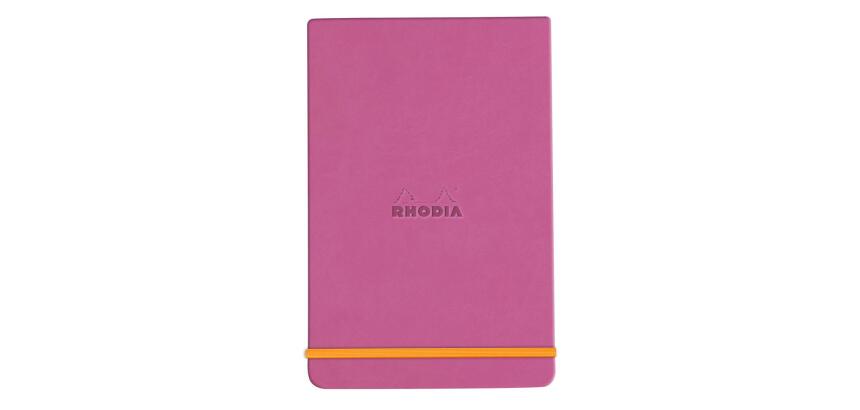 Rhodiarama Webnotepad met harde omslag, 9x14 cm, 96 blad, gelijnd en microgeperforeerd papier van 90g in ivoorkleur, sluiting met elastiek - Lila