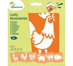 Set de 6 pochoirs enfants, Animaux de la ferme - Orange