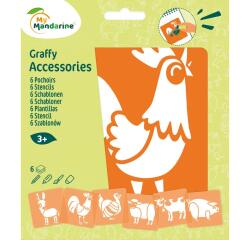 Set de 6 pochoirs enfants, Animaux de la ferme - Orange