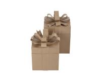 Assortiment de 2 boîtes cadeaux carrées 26x26x32,5 cm - Kraft