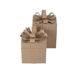 Assortiment de 2 boîtes cadeaux carrées 26x26x32,5 cm - Kraft