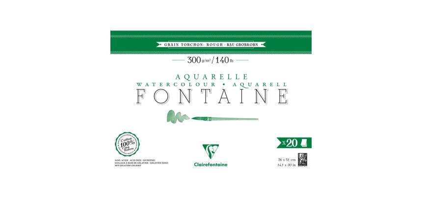 Fontaine bloc collé 4 côtés 20F 36x51cm 300g grain torchon