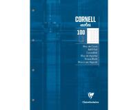 Bloc de cours CORNELL encollé grand côté A4 200 pages perforées 4 trous Cornell grands carreaux - Bleu pétrole