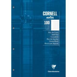 Bloc de cours CORNELL encollé grand côté A4 200 pages perforées 4 trous Cornell grands carreaux - Bleu pétrole