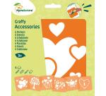 Set de 6 pochoirs enfants, Coeurs - Orange