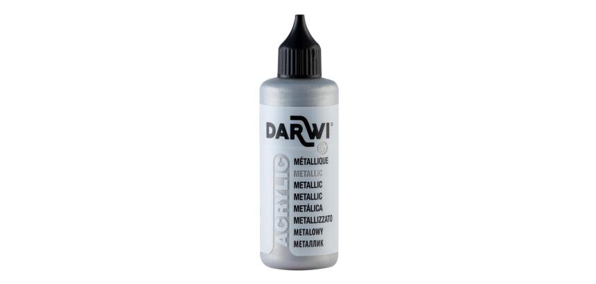 Darwi Flacon de 80 ml de Peinture Acrylique Universelle Métallique - Argent