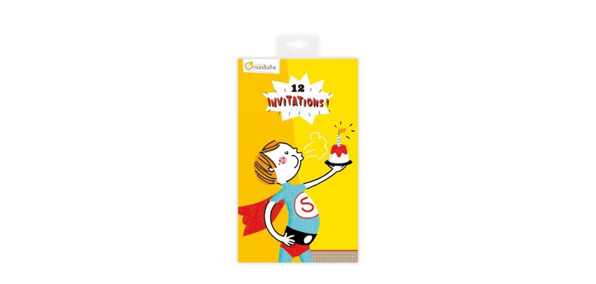 Cartes d'invitation, Super heros - Jaune