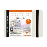 Fontaine Aquarelle carnet cousu 24F 10x15cm 300g grain satiné (cartes de visite) - Blanc