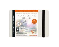 Fontaine Aquarelle carnet cousu 24F 10x15cm 300g grain satiné (cartes de visite) - Blanc