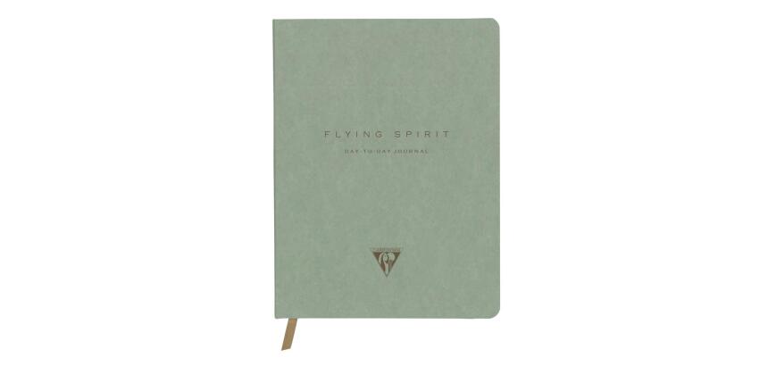 Flying Spirit, Green, DaytoDay journal 19x25 cm, 192 pages, dot, pochette à soufflet au dos, marquepage, fermeture élastique, ass. - Vert de gris