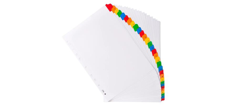 Separadores Separadores con pestañas impresas cartulina blanca 160 g/m 2 Con pestañas de colores reforzadas - Blanco - Blanco
