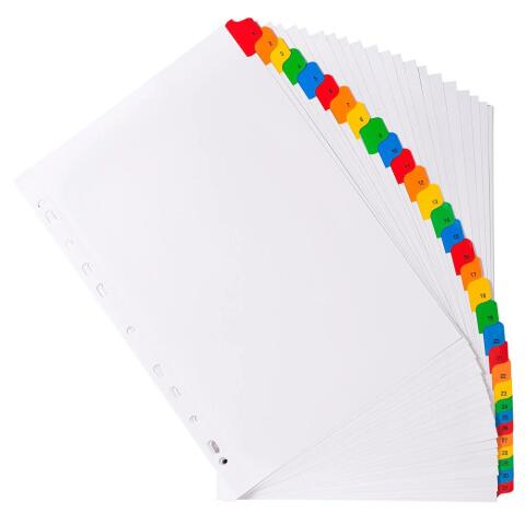 Separadores Separadores con pestañas impresas cartulina blanca 160 g/m 2 Con pestañas de colores reforzadas - Blanco - Blanco
