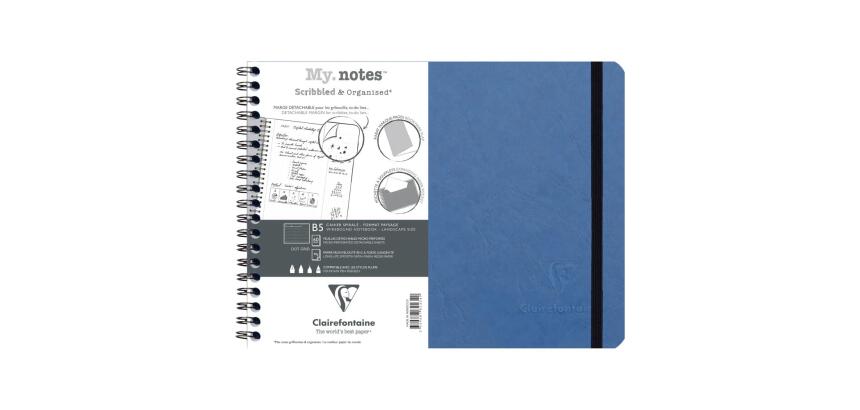 My.Notes Age Bag cahier reliure intégrale à marges détachables B5 paysage 120 pages détachables DOT + cadre en-tête - Bleu