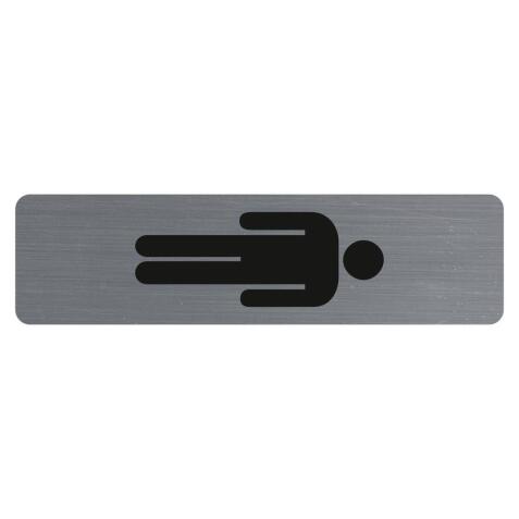 Sign adhesive aluminium effect Men 16.5 x 4.4 cm - Grey