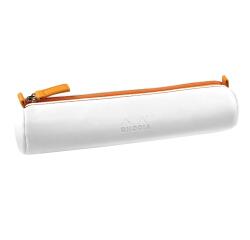 Rhodiarama trousse ronde simili cuir italien 5x21,5 cm - Blanc
