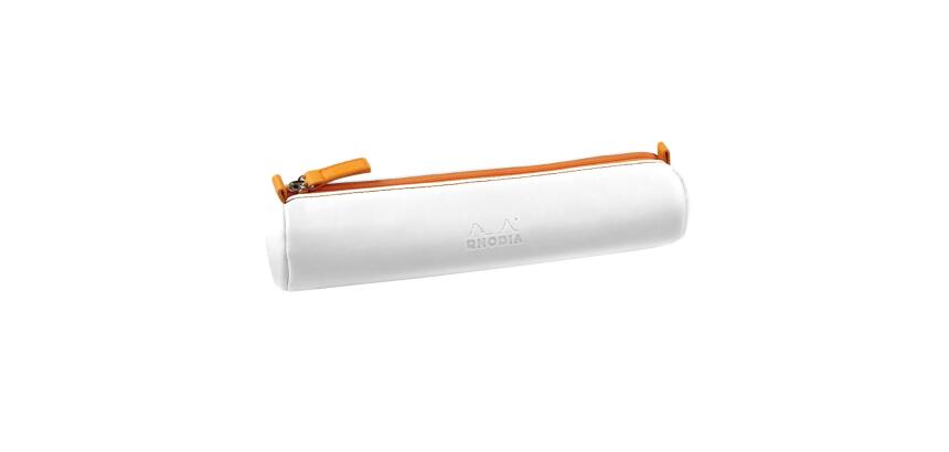 Rhodiarama trousse ronde simili cuir italien 5x21,5 cm - Blanc