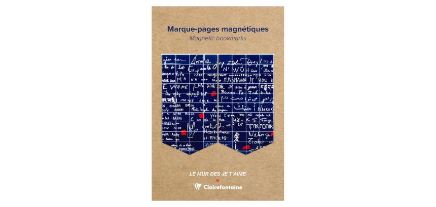Le Mur des Je t'aime, Set de 2 marque-pages magnétiques 10,5x15,5cm