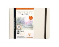 Fontaine Aquarelle carnet cousu 24F A5 300g grain satiné (cartes postales) - Blanc