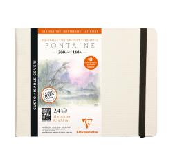Fontaine Aquarelle carnet cousu 24F A5 300g grain satiné (cartes postales) - Blanc
