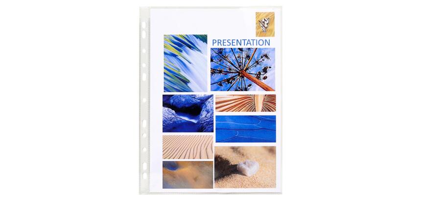 Bolsa de 10 Fundas con taladros A4 8/100e PVC liso - Cristal