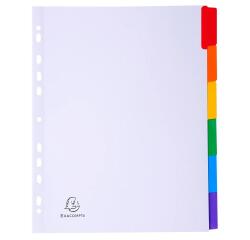 Tabbladen karton 160g - geplastificeerde gekleurde tabs + index - 6 tabs - A4 maxi - Wit