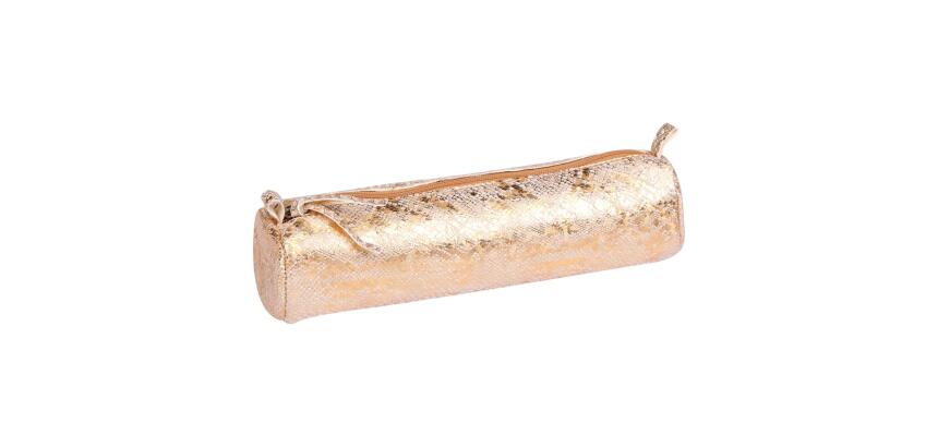 CÉLESTE CUIR Trousse ronde Ø5,5x22 cm Lazer Or