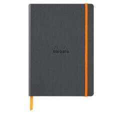 Rhodiarama carnet souple A5 160 pages dot papier ivoire 90g fermeture élastique - Titane